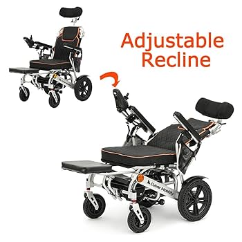 Electric Wheelchair with Aluminum Alloy Frame, Dual 250W Motors & Reclining Seat