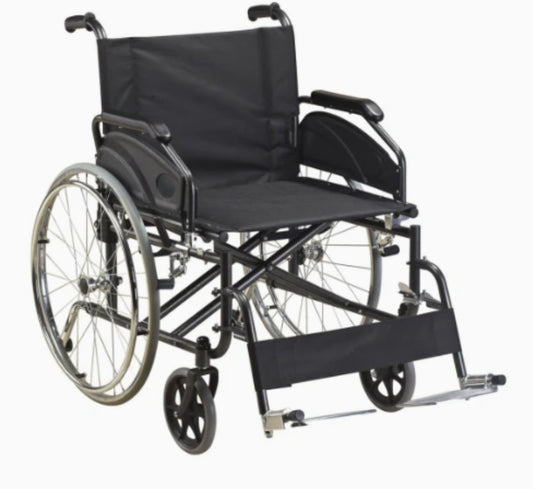Heavy-Duty Wheelchair – Foldable Steel Frame, 170kg Capacity