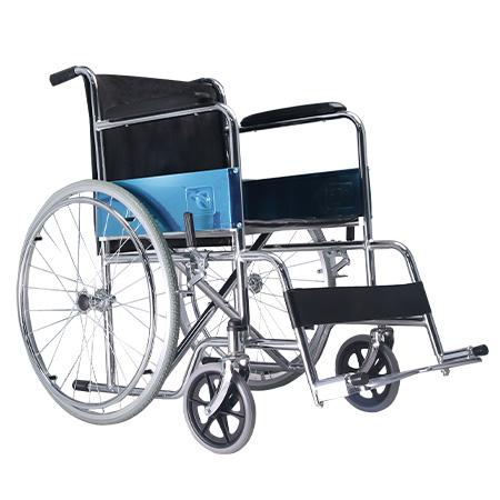 Standard Wheelchair – Durable Chromed Steel Frame with Fixed Armrests and Footrests